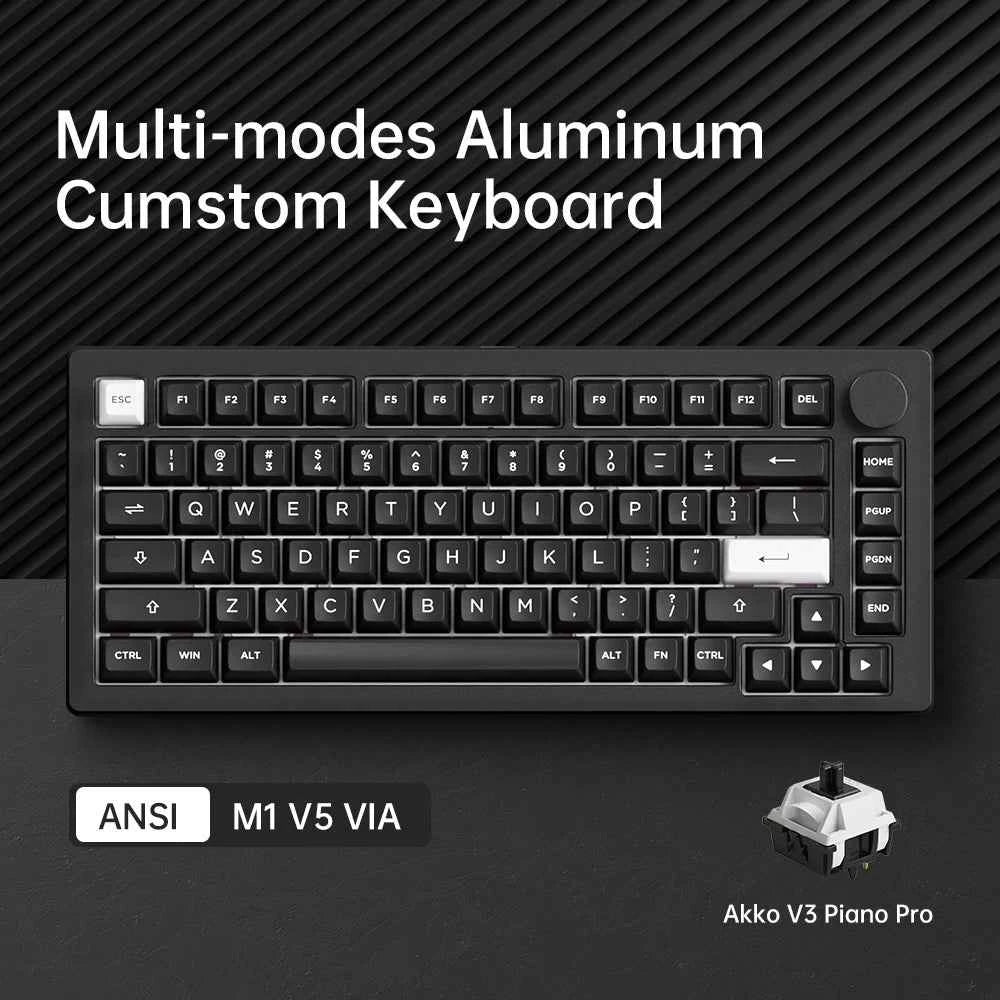 Akko MonsGeek M1 V5 Three-mode Mechanical Keyboard/Barebone Kit VIA 75% 3/5 Pin Customized Hot Swap RGB Rapid Disassemble Gasket