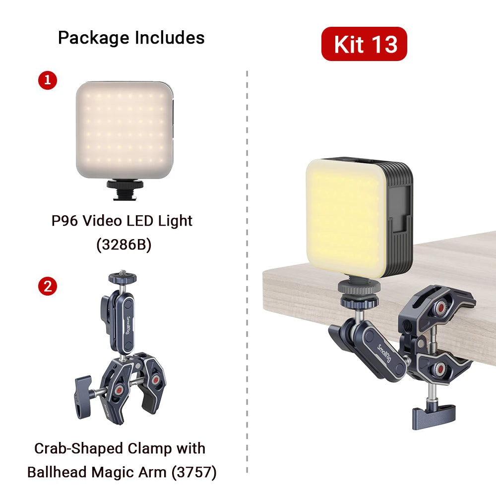 SmallRig P96 LED Video Light  Mini LED Camera Lights 2200mAh 6500k Zoom Photo Video Lighting for Youtube Tiktok Vlog Fill Light