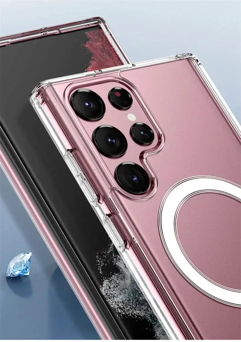 Magnetic Magsafe Wireless Charge Case for Samsung Galaxy S26 S25 S24 S23 Plus S23 22 21 20 FE Ultra edge Clear Shockproof Cover