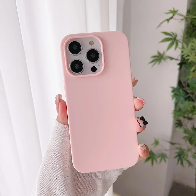 Luxury Matte Candy Ultra Thin Color Silicone Soft Case For iPhone 16 15 14 13 12 11 Pro Max Plus Mini Back Cover Colorful Shell