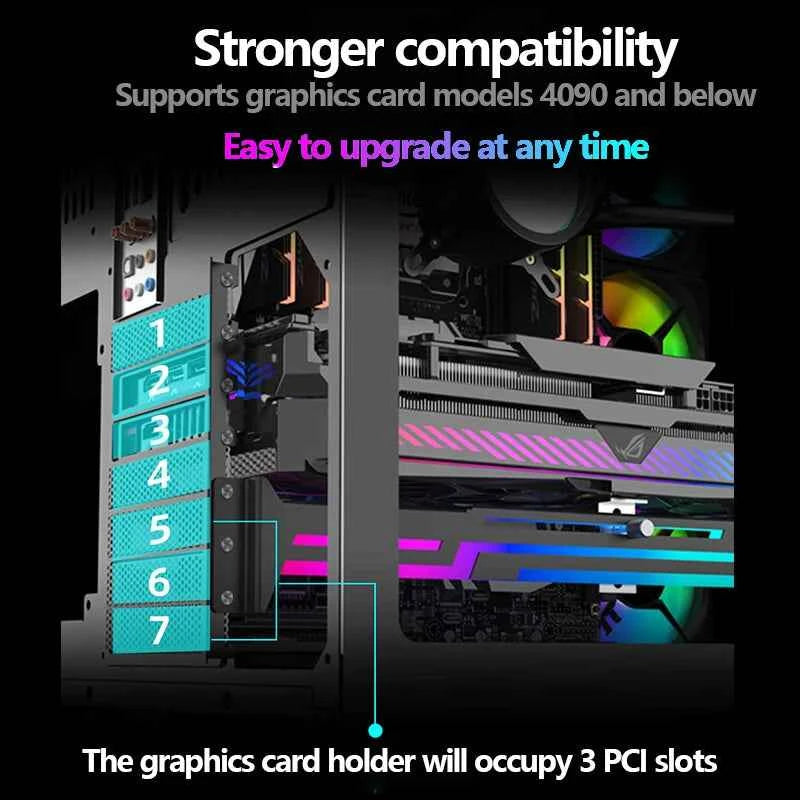 Power train ARGB Graphics Card GPU Holder Adjustable Height Horizontal GPU Bracket  AURA SYNC GPU Video Card Holder
