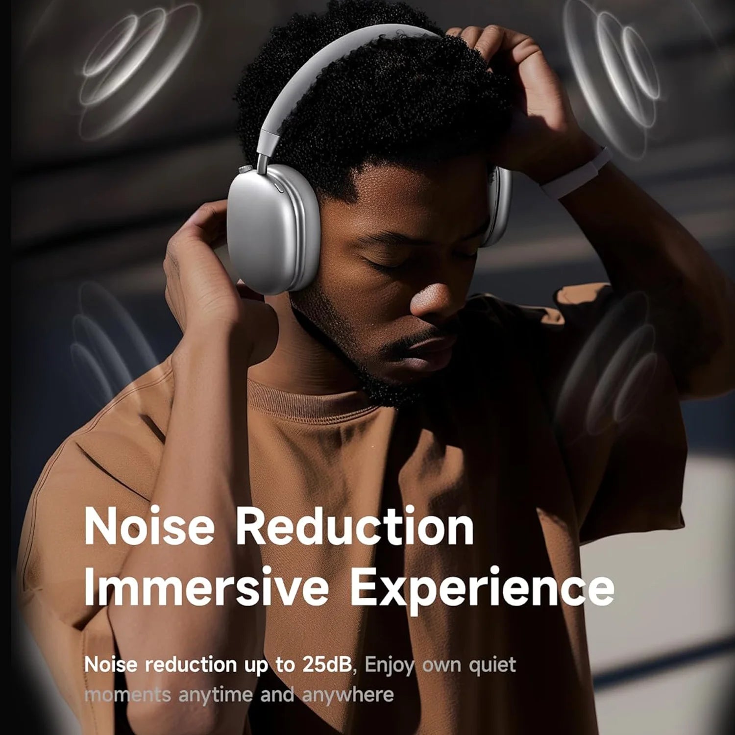 B36 Bluetooth 5.3 Hi-Res Audio Noise Cancelling Over-Ear Headphones with Mic, Deep Bass Low Latency Gaming Headset, USB-C Fast Charging