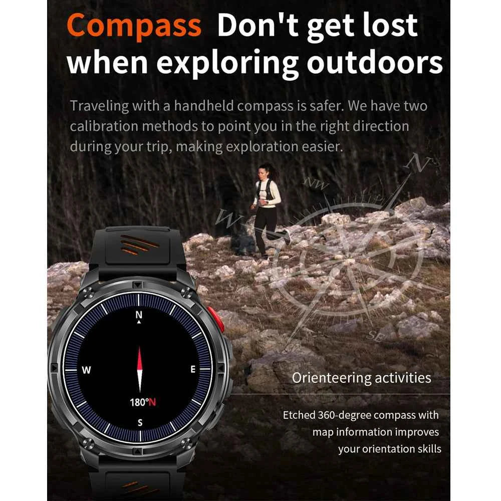 2026 New T-Rex3 Pro 1100mAh Battery Smart Watch GPS path 5ATM Waterproof Sports Run tracker Outdoors Compass Military Smartwatch