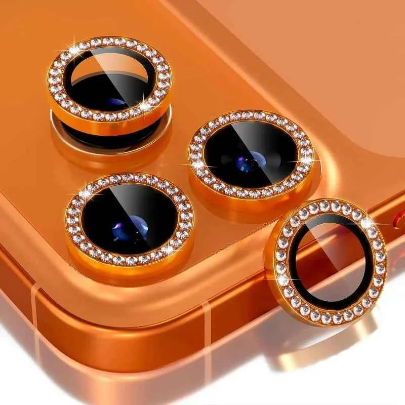 Bling Glitter Diamond Metal Frame Camera Protector For IPhone 17 Pro Max Air 17Pro Alloy Lens Tempered Glass Film Ring Cover Cap
