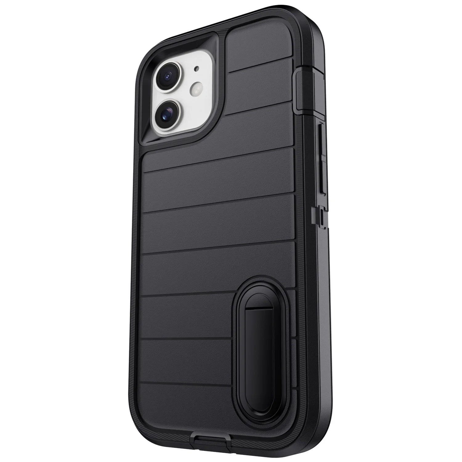 For iPhone 11 12 13 14 15 16 Plus Pro Max Case Heavy Duty Shockproof Hybrid Rugged Kickstand Cover Black