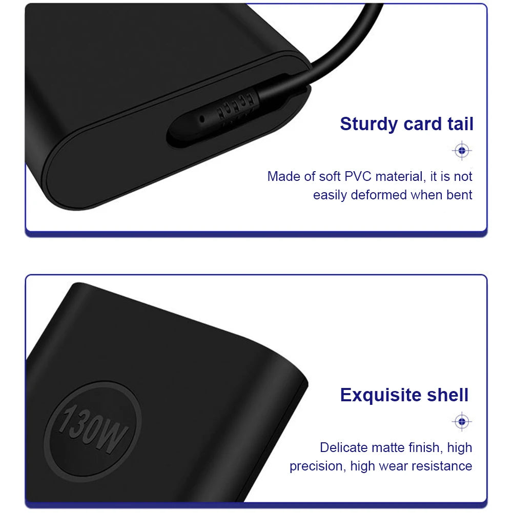 130W USB-C Type C AC Laptop Adapter Power Charger 20V 6.5A for Dell XPS 15 9500 9510 9520 for Dell XPS 17 9700 9710 9720 9730