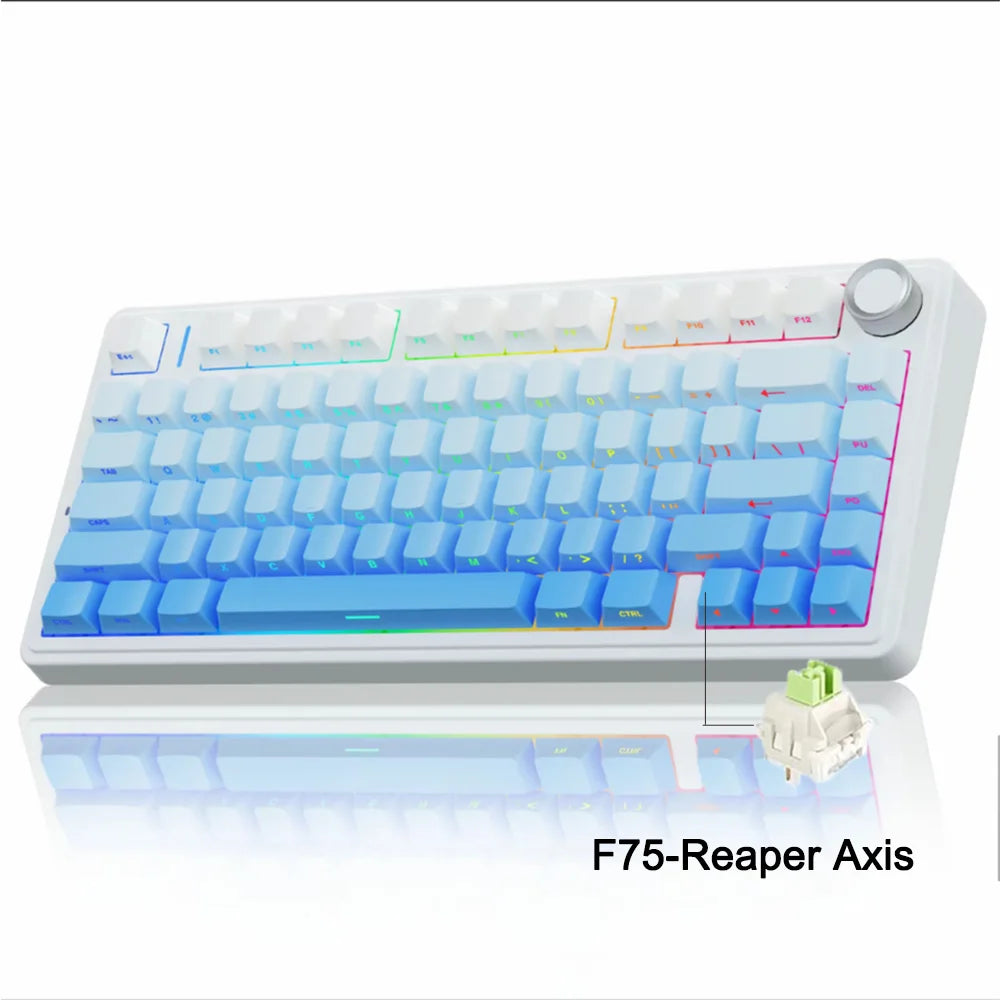 AULA F75 2.4G Wireless/Bluetooth/Wired Gaming Mechanical Keyboard RGB Customized 75% Layout OEM Profile Gasket Structure - WinSupport Tech
