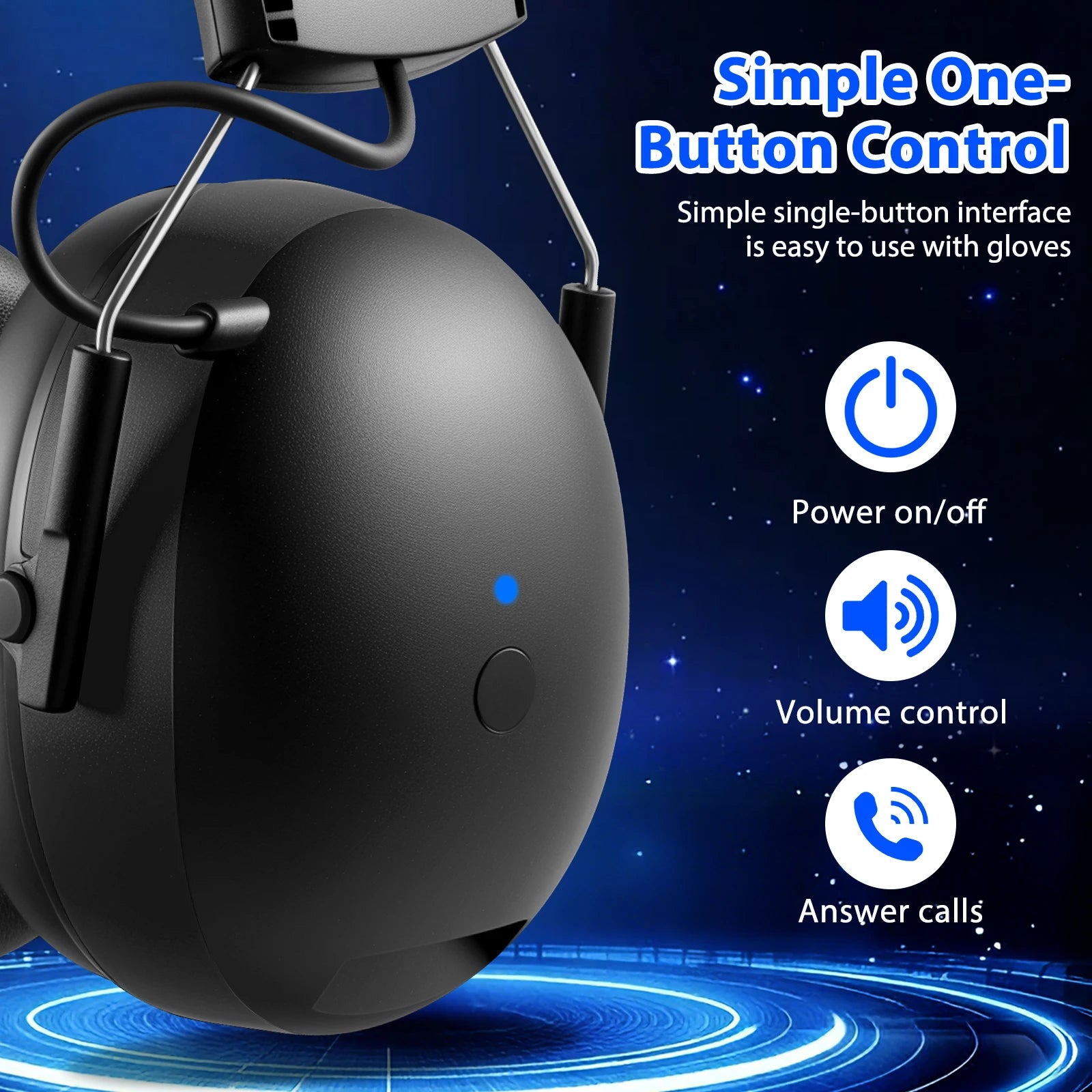 EB20 Bluetooth 6.0 Shooting Ear Protection Earmuff, Active Noise Canceling, Hearing Protection for Workshop,Mowing,Shooting