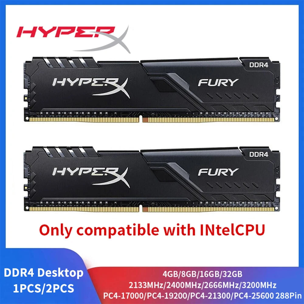 HyperX Fury Memory DDR4 4GB 8GB 16GB 32GB RAM 3200MHz 2666MHz 2400MHz 2133MHz Desktop RAM 1.2V DIMM PC-21300 25600 - WinSupport Tech