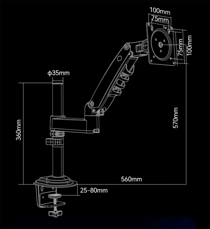 NB H100 Gas Spring 17-30' LCD LED Monitor Holder Arm Full Motion Desktop Ergonomic Monitor TV Mount Bracket Load 2-9 Kgs