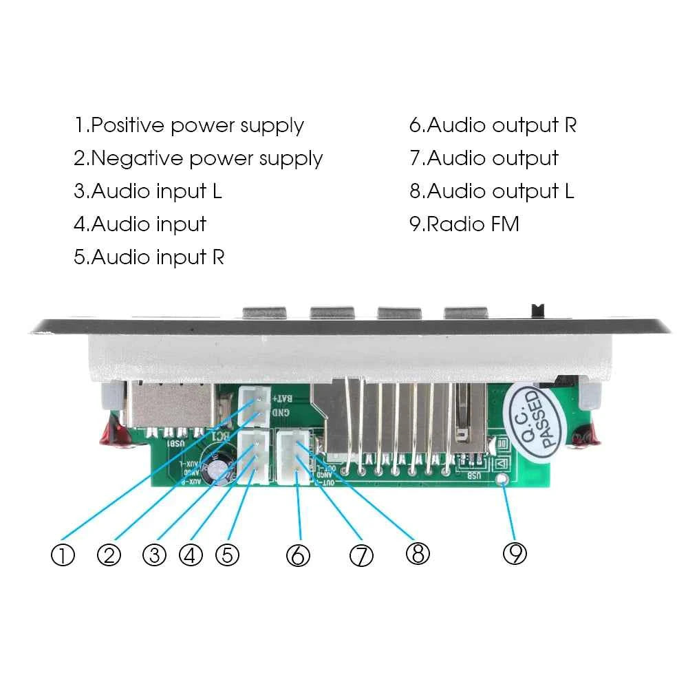 DC 12V MP3 Decoder Board Bluetooth Wireless MP3 Player USB TF FM Radio Module Car Kit For Speaker With Handsfree Voice Record