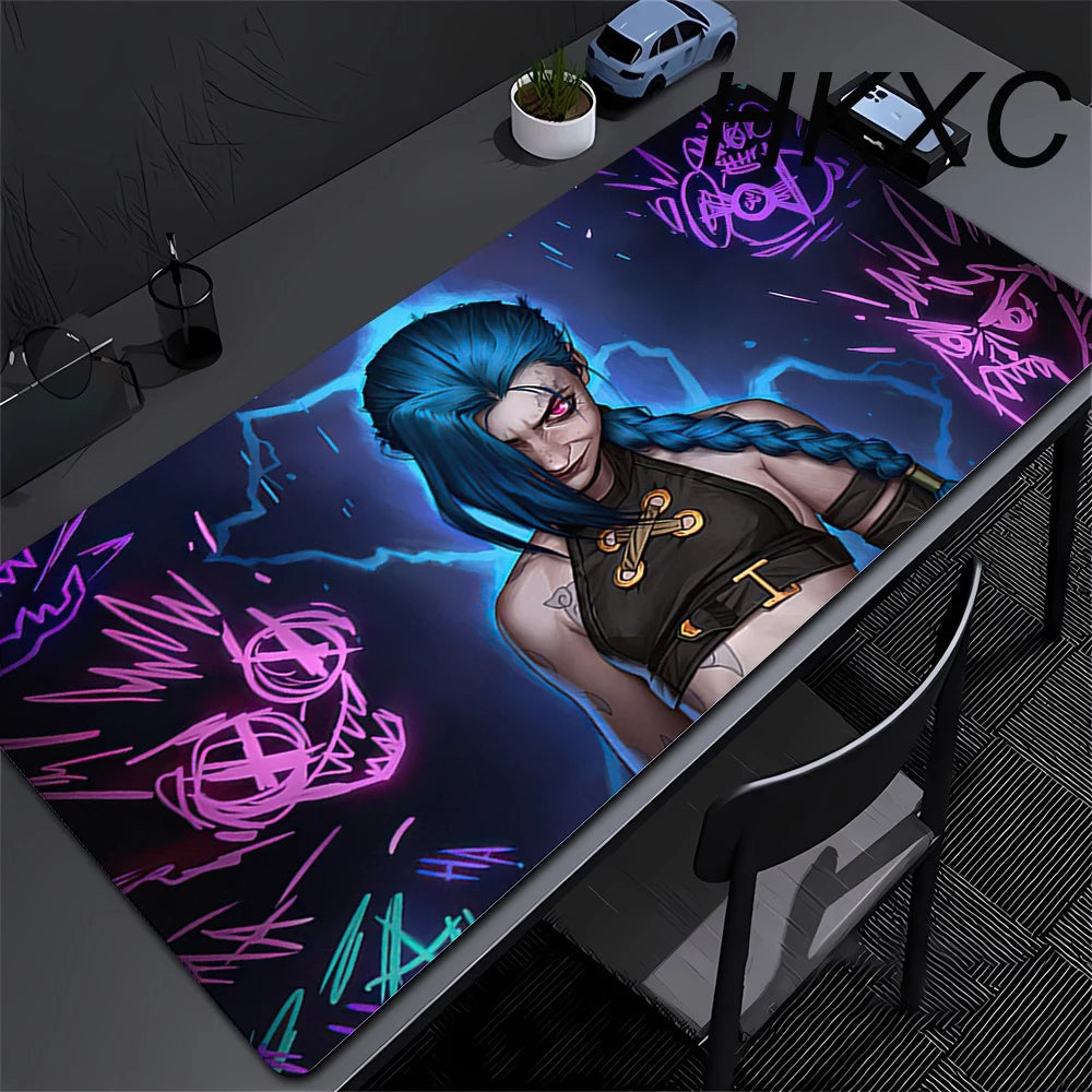 Gamer Arcane Desk Mat Large Mousepad Gamer Accessories PC Computer Keyboard Deskmat ALeague of Legends Jinx Rubber Big Mouse Pad