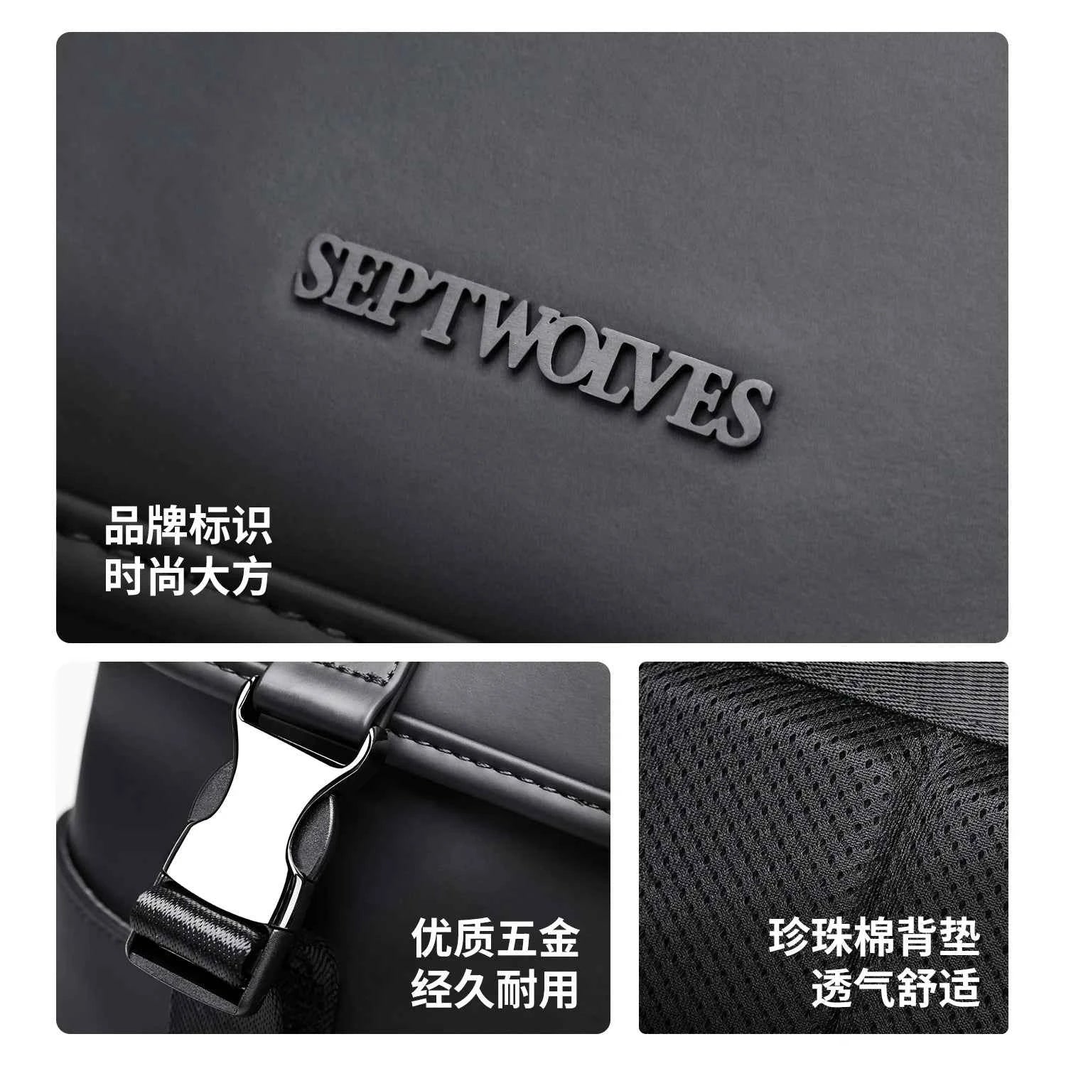 Septwolves Black Men Black Leather Backpack PU Large Capacity Best  Laptop Computer Backpack 15 Inch Travel Backpack Daily Use