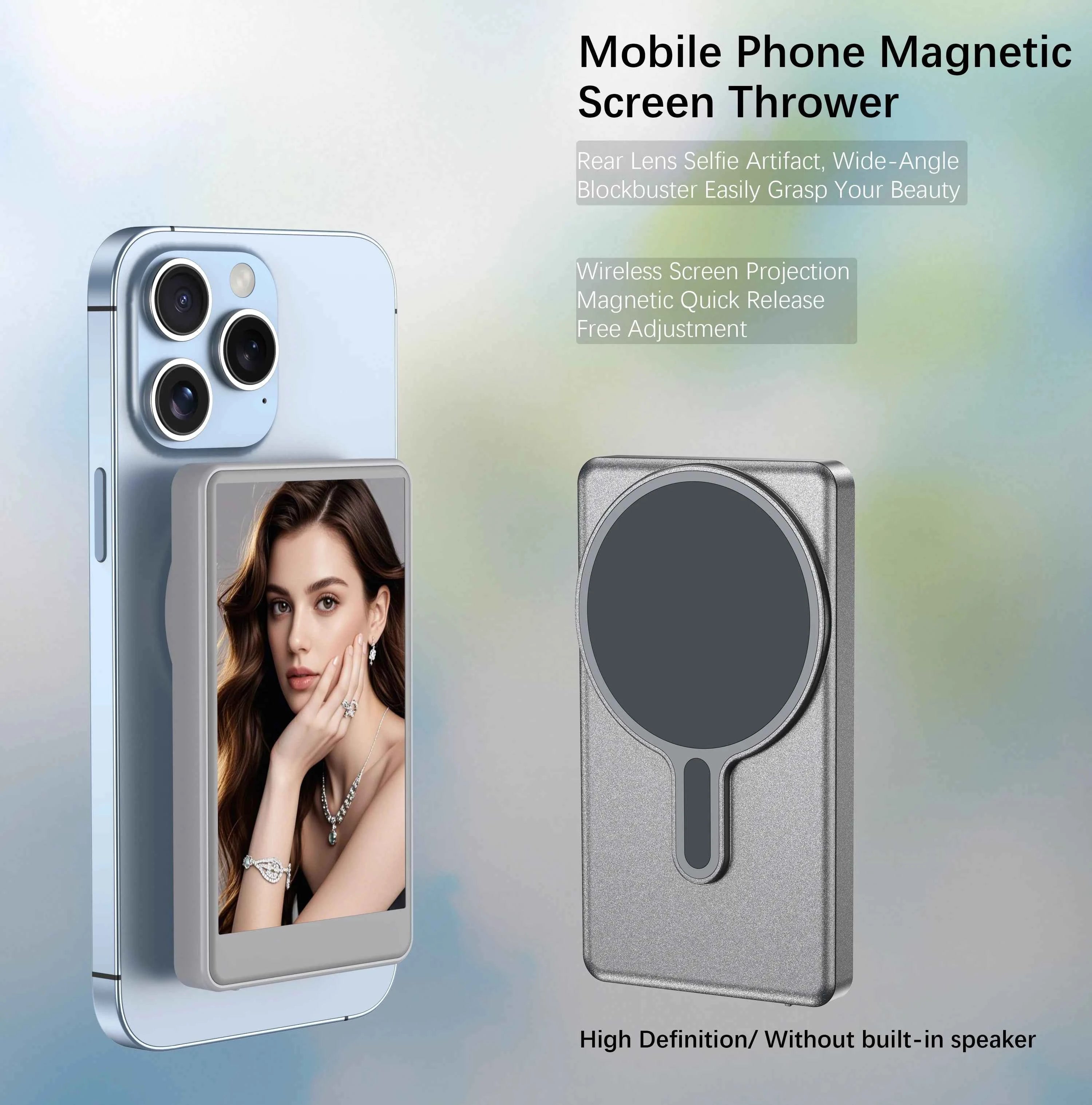 Vlog Selfie Monitor Screen for Phone (Not Support iPhone 17) or Selfie Vlog , Magnetic Mount for MagSafe, Wireless Connection