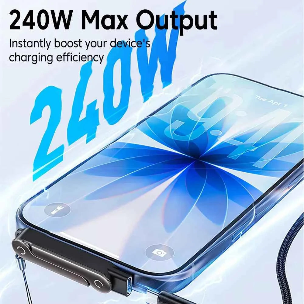 240W 2 in 1 Portable Foldable Phone Stand Fast Charging OTG Type-C Male to USB-C Female Converter For iphone17 16 Samsung