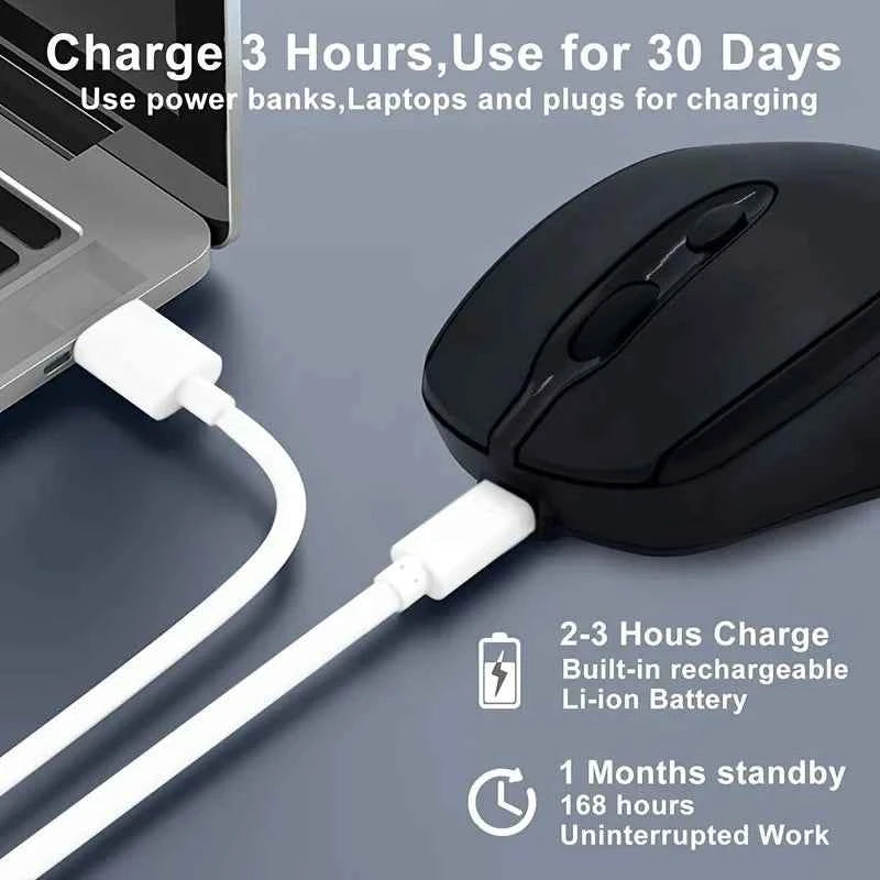 Bluetooth-Compatible Wireless Mouse 2.4G Rechargeable Wireless Computer Mouse USB Silent Gamer Mice For PC Laptop Macbook Tablet