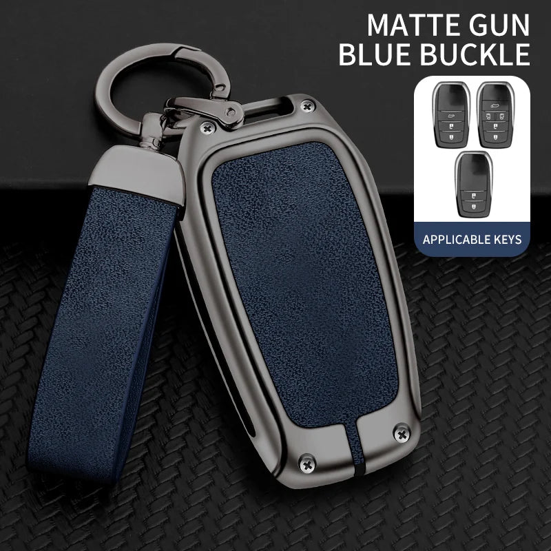 Zinc Alloy Leather Car Key Case Protective Case for Toyota CHR Hilux Fortuner Land Cruiser 200 Camry Corolla Crown RAV4 Highland