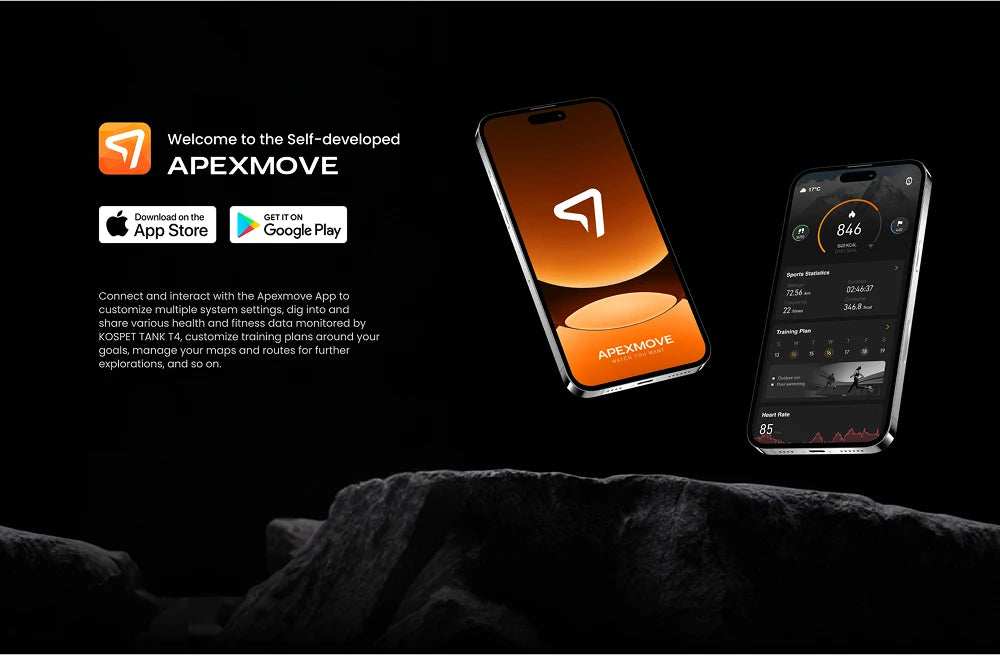 KOSPET Tank T4 Smart Watch for Men 6-Sat GPS Offline Maps 10ATM Waterproof Heart Rate Diving Skiing Hiking for Android iOS