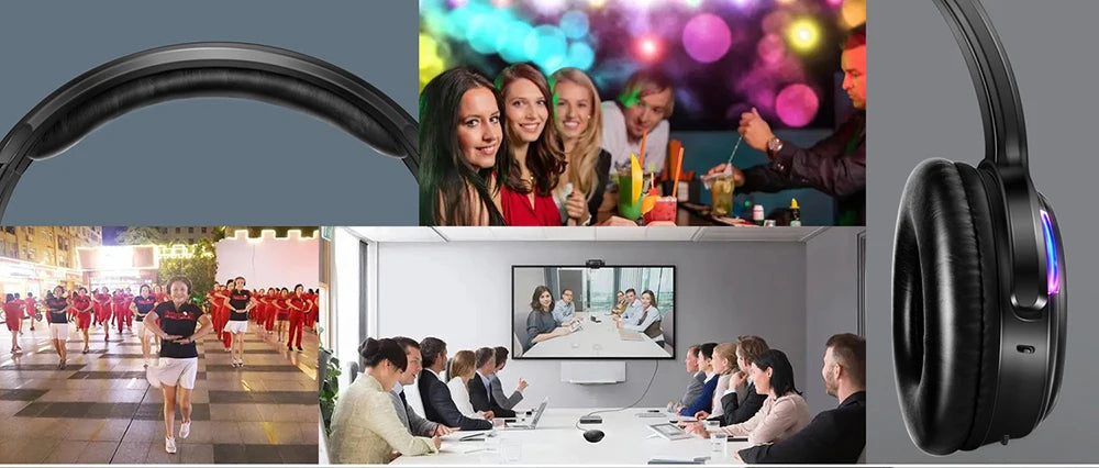 Silent Disco Headphones LED transmitter for Quiet Events,Party,Meeting,Yoga