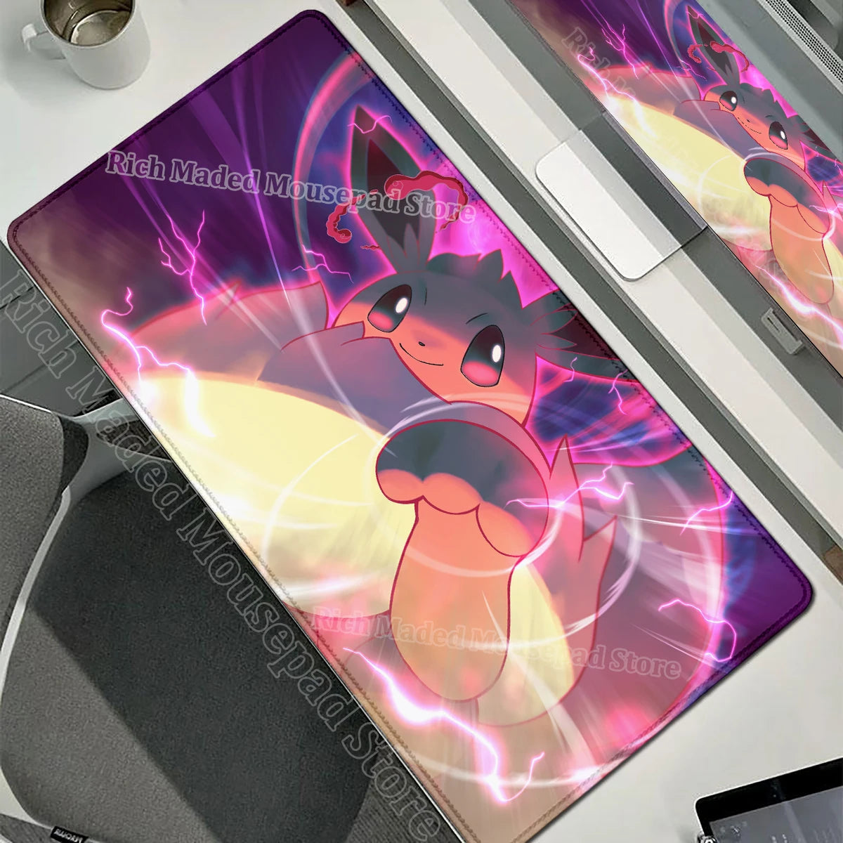 Game Card Pad Gaming Carpet Anime Keyboard Pad Pokemon Eevee Mousepad Gamer Mouse Pads Laptop Extended Desk Mat PC Cabinet Rug