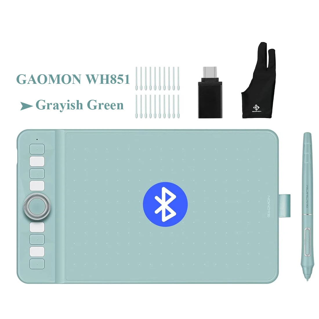GAOMON Wireless Graphics Tablet WH851 Bluetooth 5.0 Connectivity 16K Levels Pen 8x5 Inch Type-C Drawing Tablet with Sleeve Glove