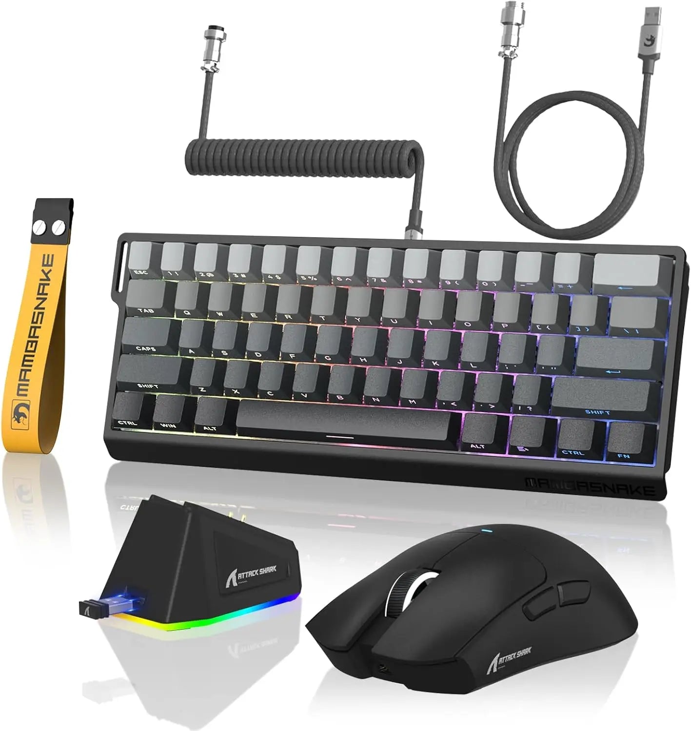 MAMBASNAKE x ATTACK SHARK X11&X60HE Mechanical Wireless Gaming Combo,Rapid Trigger Magnetic Switches 8K Keyboard