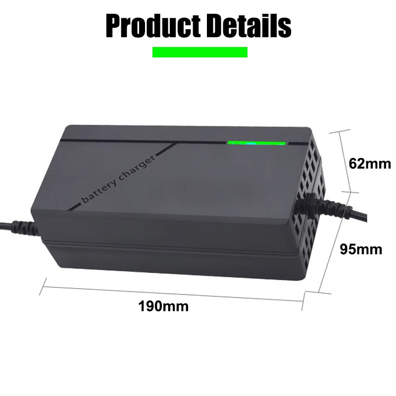 36V 48V Charger 2A 5A 10S 13S Lithium-ion Battery Pack Charger 42V 54.6V 5A Intelligent Fast Charging EU Plug With Cooling Fan