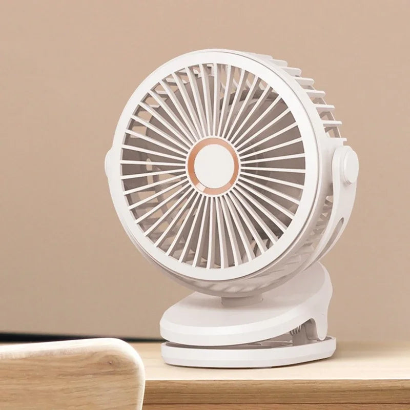 Mini 10000mAh Chargeable Clipped Fan 360° Rotation 4-speed Wind USB Desktop Ventilator Silent Air Conditioner for Bedroom Office