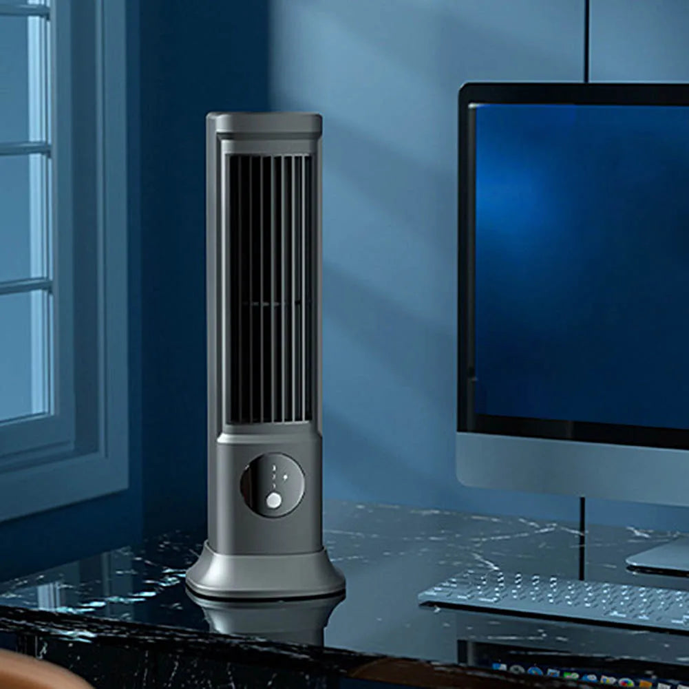 Quiet Bladeless Fan USB Rechargeable 3 Speeds Quiet Air Cooler Desktop Cooling Fan Portable Tower Fan for Home Office Dormitory