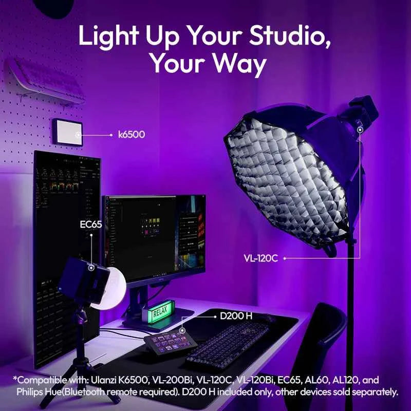 Ulanzi D200H Deck Dock AI-Powered Office Streaming Controller for Computer Fill Light for Intelligent Live broadcast Room