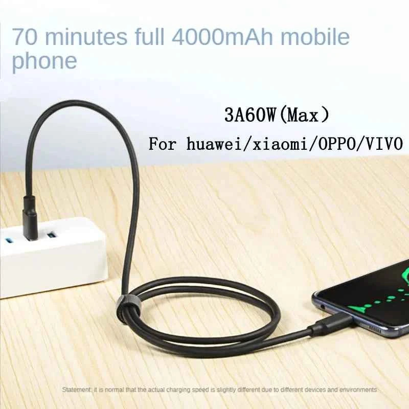 USB3.2 10Gbps Cable USB Type A to USB C 3.2 Gen2 Cable Data Transfer USB C SSD Hard Disk Cable 3A 60W QC 3.0 Fast Charging 1m 2m