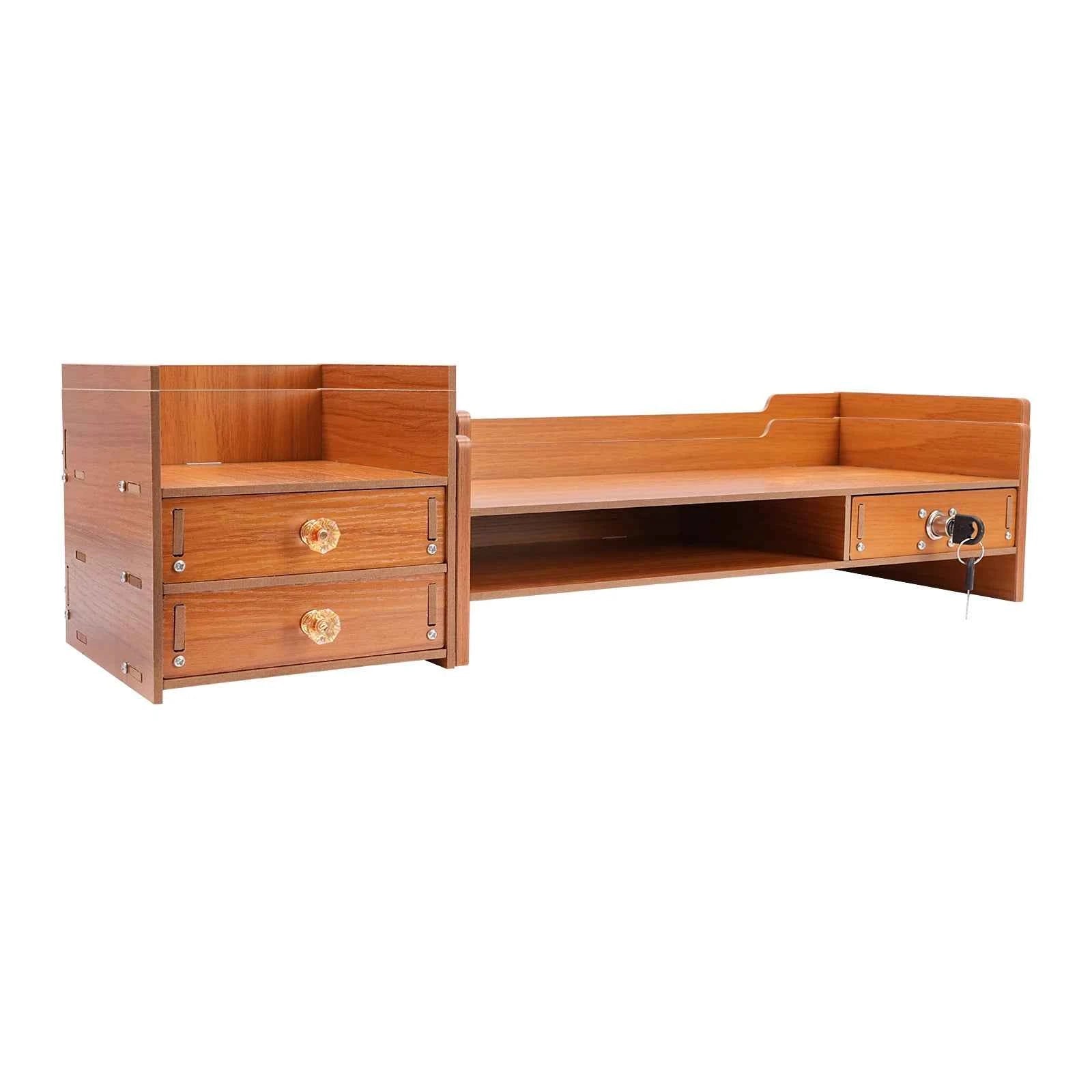 Computer Monitor Stand with Drawers & Keys & Phone Holder, Loading 5KG Computer Rack, Monitor Stand 48*20*13.5cm