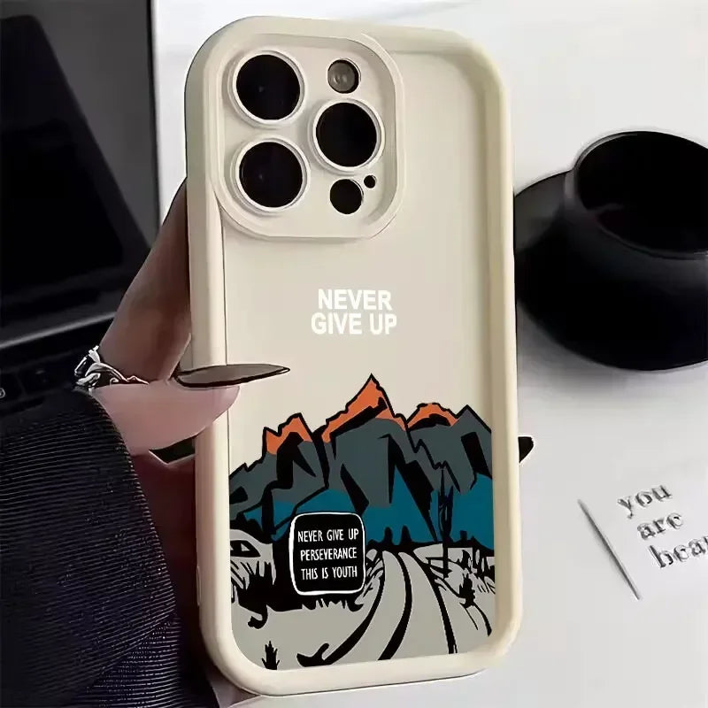 For iPhone 17 16 15 14 13 12 11 Pro Max Case Mountain Road Silicone Phone cases For iPhone 15 16 Plus Cover