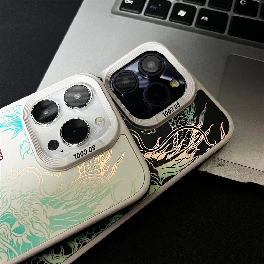 Luxury Fad Luminous Dragon Pattern Phone Case for iPhone 16 Pro Max 15 14 13 12 11 Shockproof Anti-Drop Glow in The Dark Cover