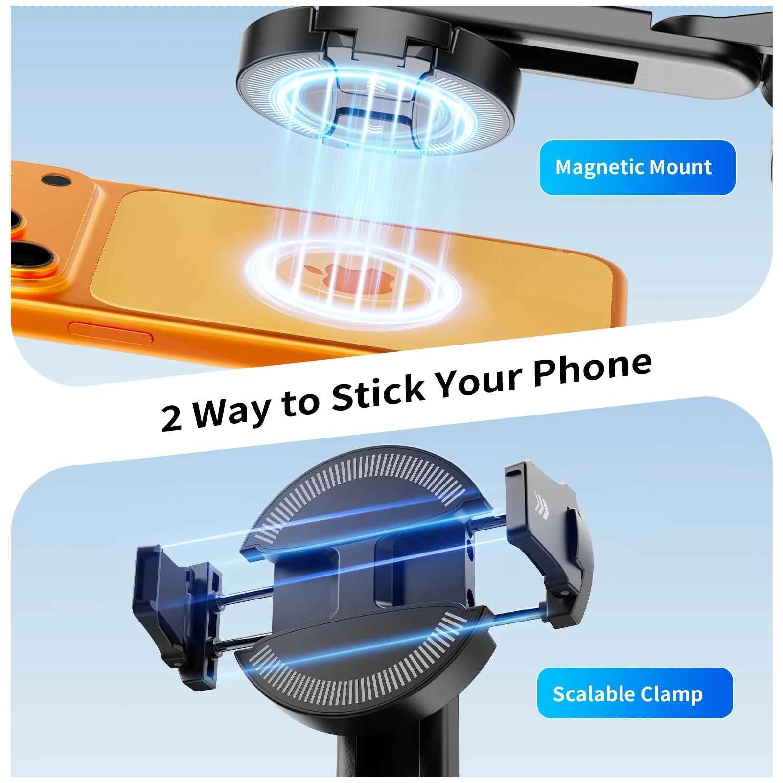 Protable Magnetic Selfie Stick Multifunctional Phone Holder with Clamp Bluetooth Remote Extendable Tripod for iPhone Android