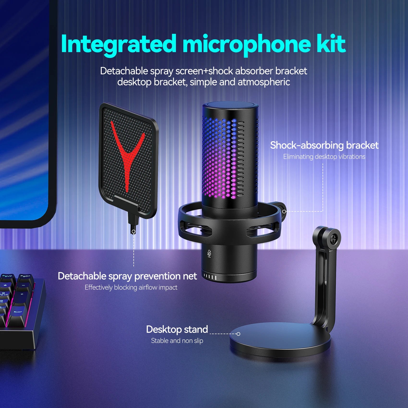 Professional USB Condenser Microphone Kit – Gaming & Podcast Mic for PC/Laptop, Wired Studio Recording Mic for Streaming, Karaoke & Voice Overs.