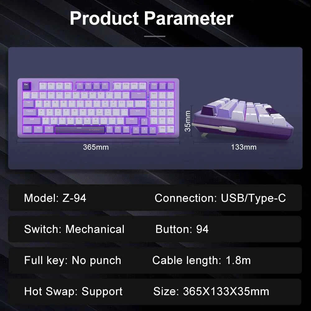 E-YOOSO Z94 USB Mechanical Gaming Keyboard Wired Monochrome LED Backlit Blue Red Switch 94 Key for Compute Laptop PC