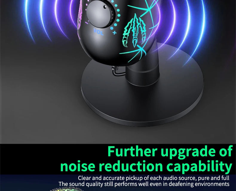 USB Microphone Play Gaming Mic for PC Mac PS4/5 Podcast Microphone with RGB Mute Monitor Noise Reduction for Recording Streaming
