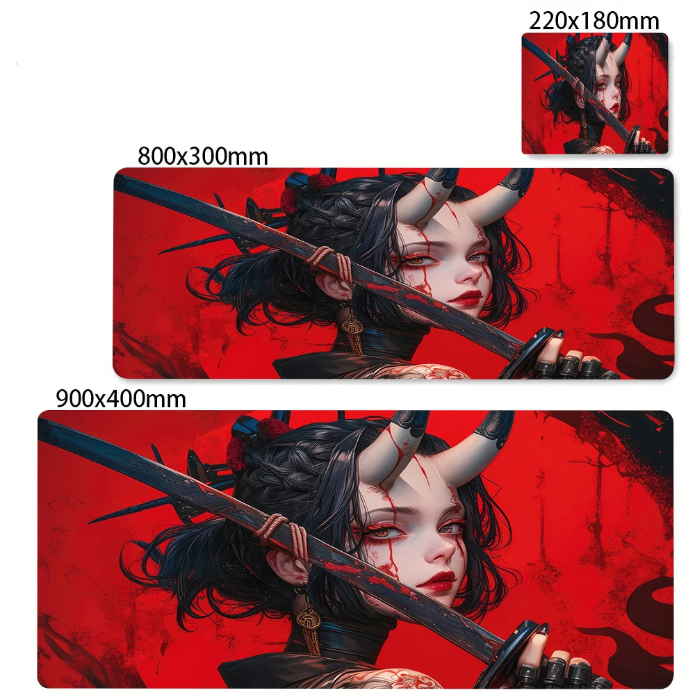 Japanese Style Anime Red Girl Pc Game Mousepad Large Mouse Pad XXL Gamer Mouse Mat Office Table Carpet Gaming Mats 500x1000mm