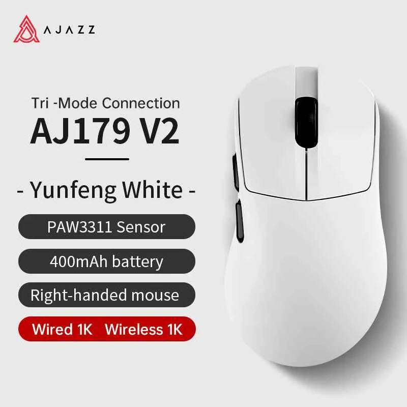 AJAZZ AJ179 PRO PAW3395 Lightweight Wired Wireless Mouse with Magnetic Charging Base Ergonomic Macro Gaming Mouse for PC Laptop