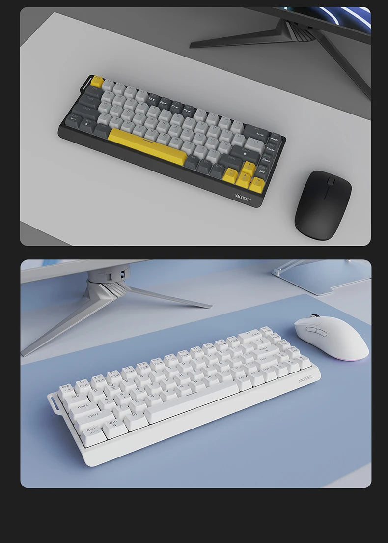AJAZZ NK68 V2 gaming mechanical keyboard features hot-swappable keys, color backlighting, and is portable for office use