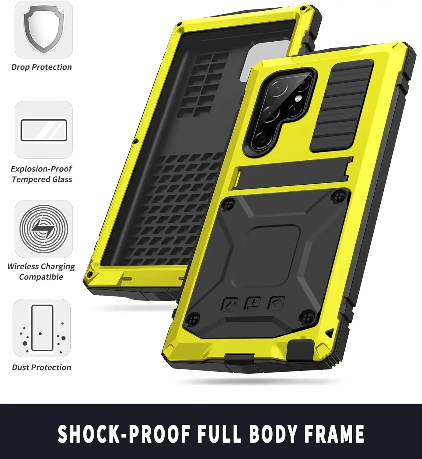 Heavy Duty Aluminium Metal Armor Case For Samsung S24 S23 S22 S21 Note 20 Ultra S20 Plus A32 Shockproof Cover Screen Protector