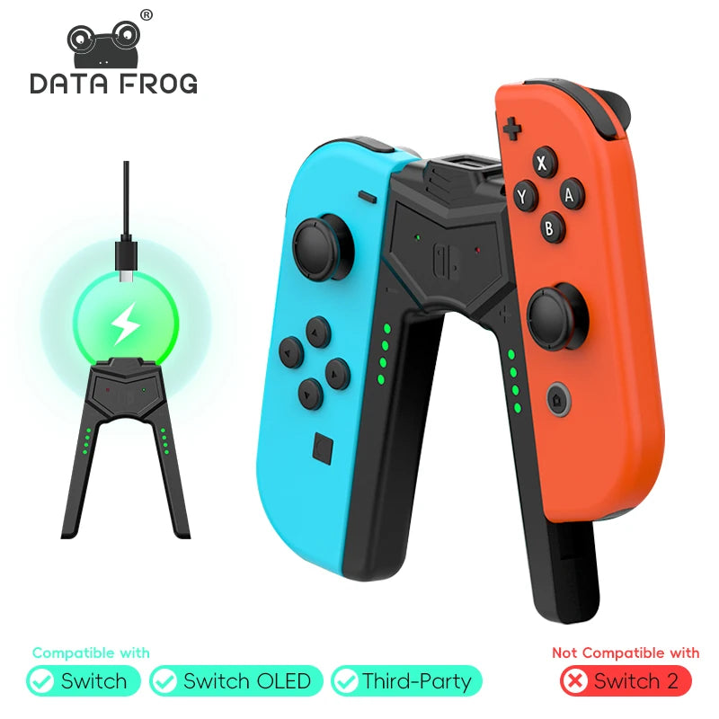 DATA FROG Charging Grip for Switch Controller, Joycon Charging Handle Bracket for Switch/OLED/Lite Game Console Accessories