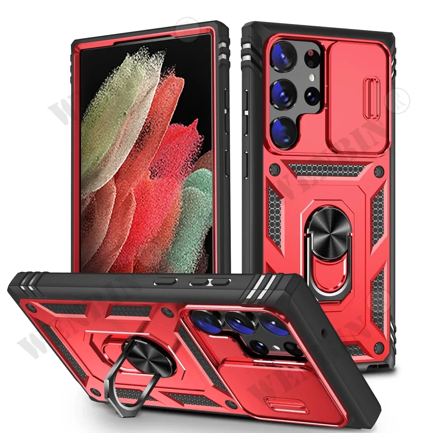 Case For Samsung S26 S25 S24 S23 Ultra Plus S25 FE A56 A36 Heavy Duty with Camera 360 Degree Rotate Kickstand Shockproof Cover