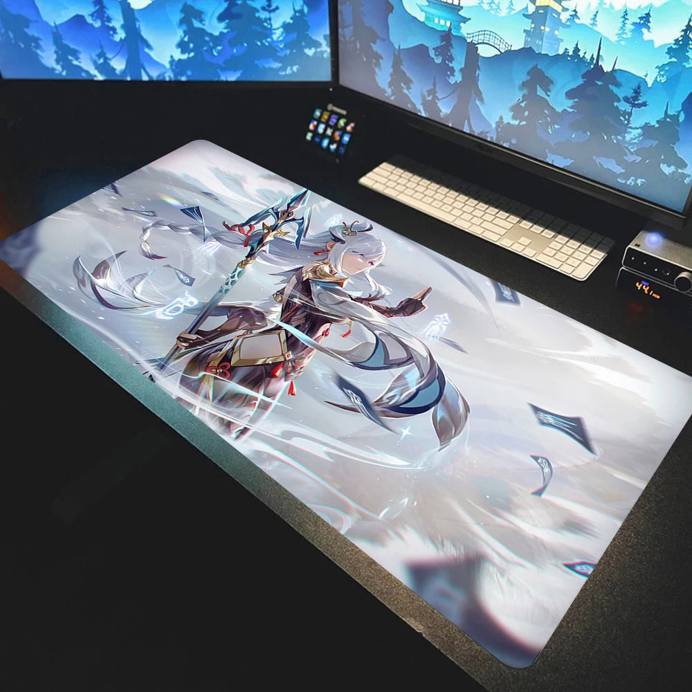 Anime Mousepad Genshin Impact Mouse Pads Gamer Mat Xxl Pc Accessories Desk Protector Keyboard Pads Computer Desks Gaming Mats