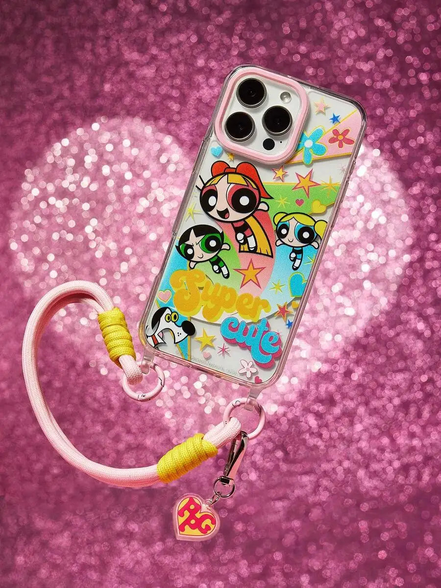 Transparent Pink Cartoon-Style Phone Case with Chill Graphic Design for iPhone