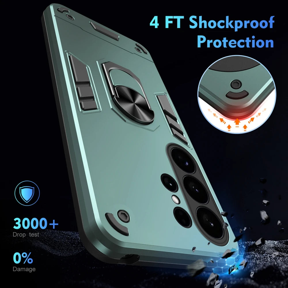 Armor Shockproof Lens Protect Phone Case For Samsung Galaxy S26 Ultra S 26 Plus S26 5G Finger Ring Holder Magnetic Cover