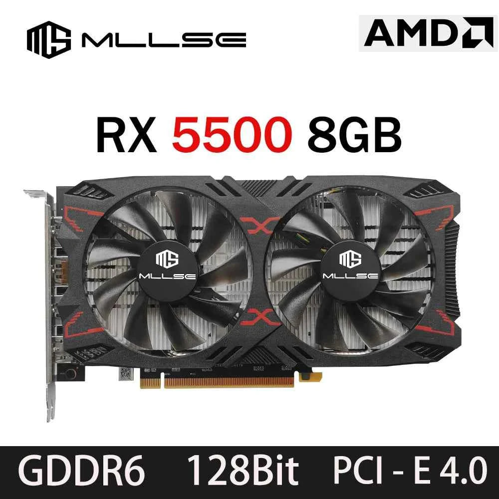 MLLSE Graphics Card RX 5500 8gb 7NM 128bit GDDR6 8Pin PCI Express 4.0 x 8 1717MHz DP*3 Desktop