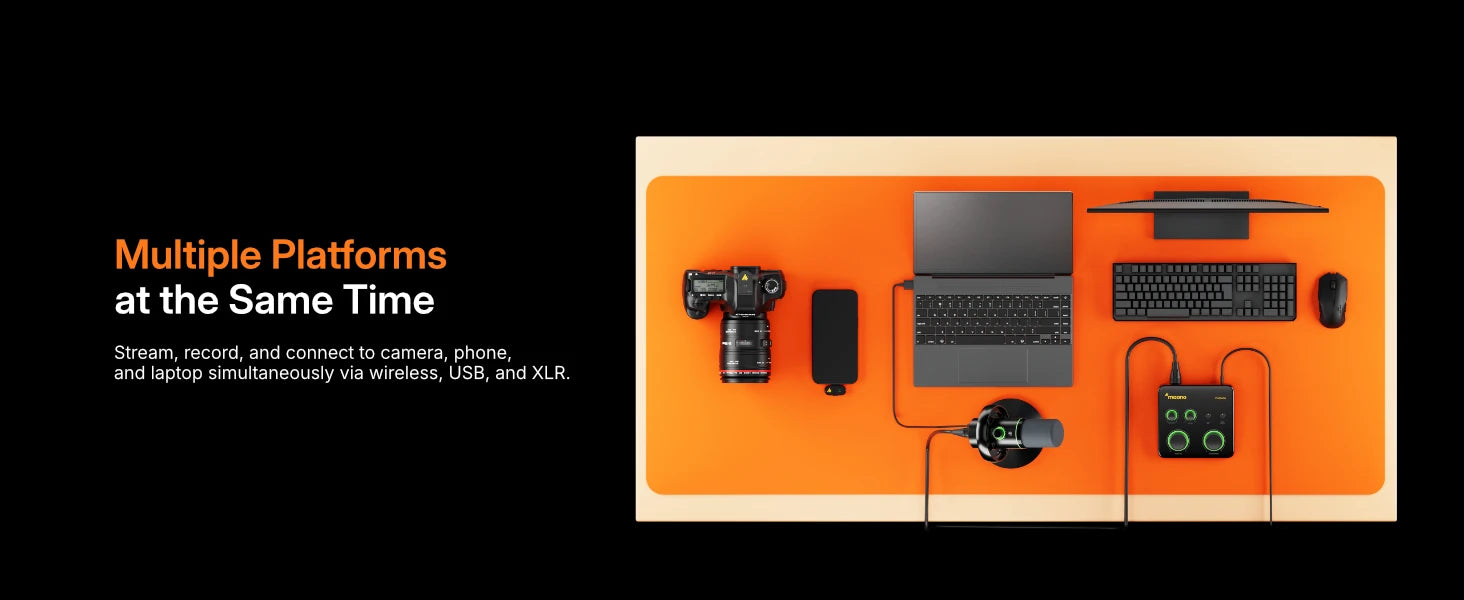 maono PD200W Hybrid Wireless Podcast Mic for PC/Phone/Camera XLR/USB Dynamic Microphone for Streaming Recording Content Creation
