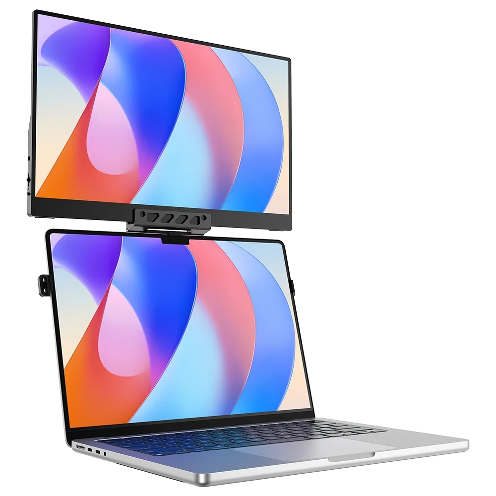 UPERFECT Floating Stacked Portable Monitor Stand for Flexible Dual Screen Setup Adjustable Aluminum Clamp For Laptop Screens
